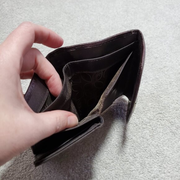 FOSSIL Genuine Leather Tri-Fold Wallet Pebbled Retro Neutral Brown 5.5" x 3.5" - Picture 8 of 13